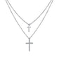 Estelle Double Cross Silver Necklace